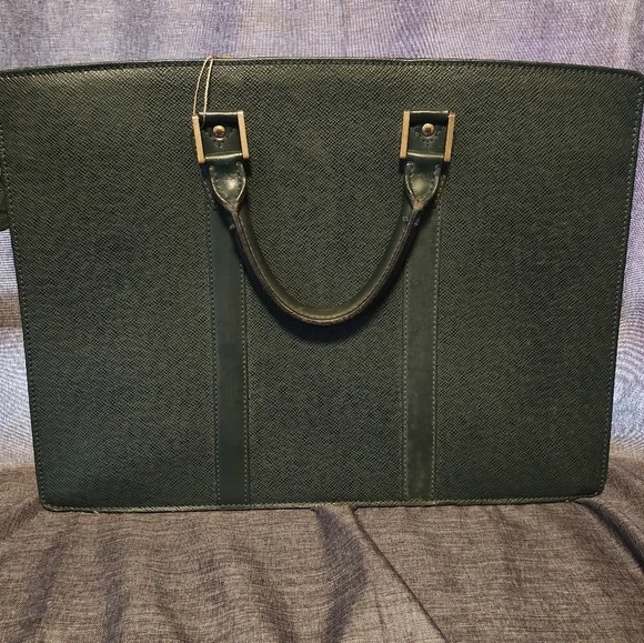 Louis Vuitton Green Taiga Leather Briefcase